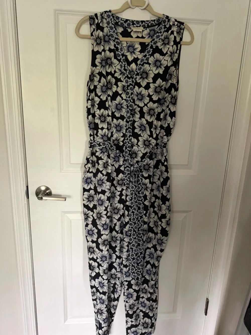 Kate Spade New York Hollyhock Silk Printed Jumpsuit Size XL Black Multi Silk